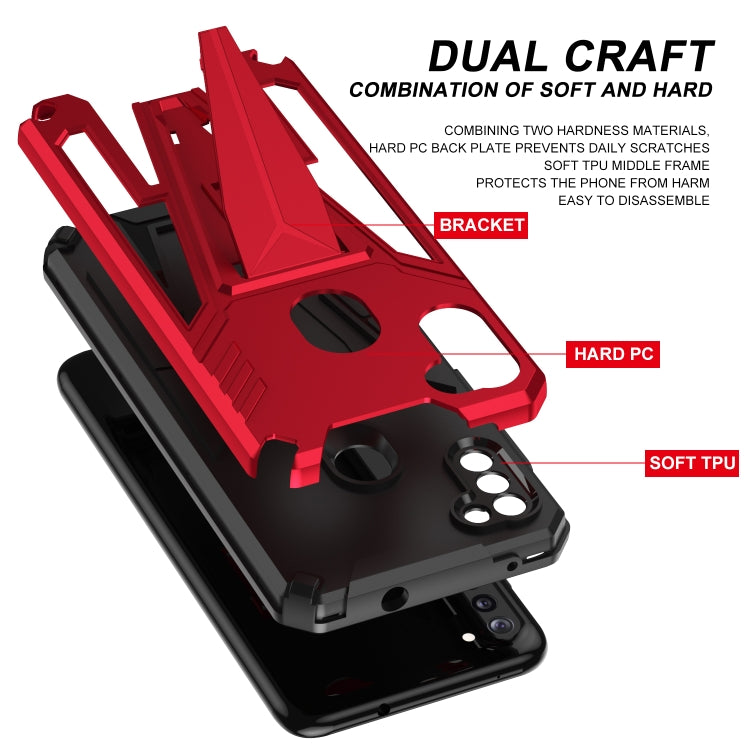 For Samsung Galaxy A11 EU Version Super V Armor PC + TPU Shockproof Case with Invisible Holder