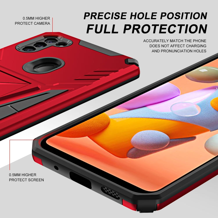 For Samsung Galaxy A11 EU Version Super V Armor PC + TPU Shockproof Case with Invisible Holder