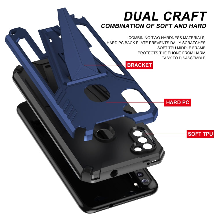 For Samsung Galaxy A11 EU Version Super V Armor PC + TPU Shockproof Case with Invisible Holder