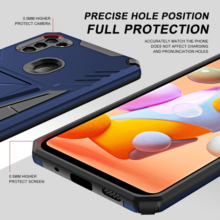 For Samsung Galaxy A11 EU Version Super V Armor PC + TPU Shockproof Case with Invisible Holder