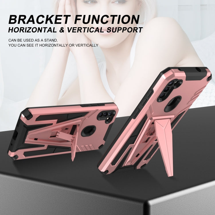 For Samsung Galaxy A11 EU Version Super V Armor PC + TPU Shockproof Case with Invisible Holder