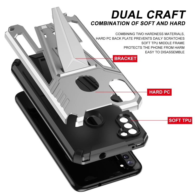 For Samsung Galaxy A11 EU Version Super V Armor PC + TPU Shockproof Case with Invisible Holder