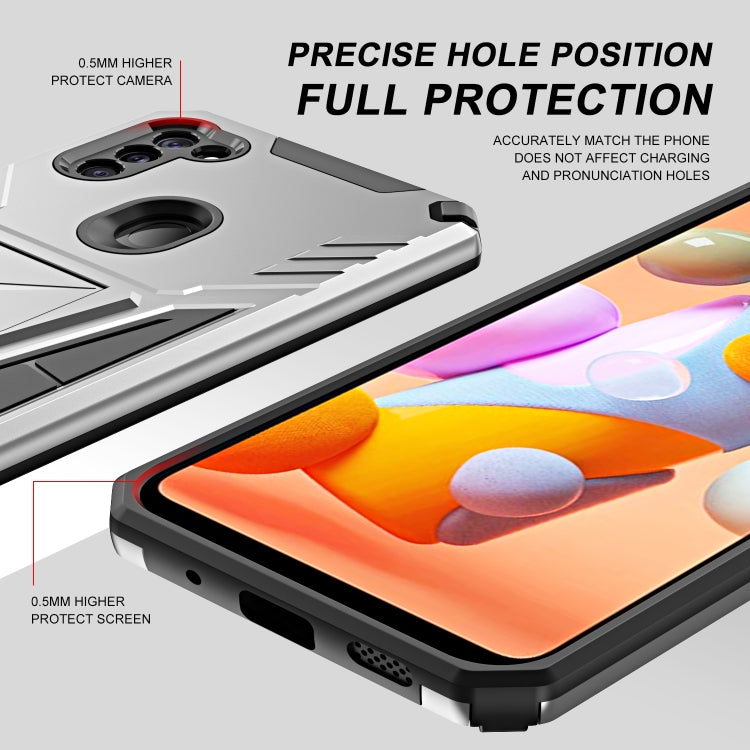 For Samsung Galaxy A11 EU Version Super V Armor PC + TPU Shockproof Case with Invisible Holder