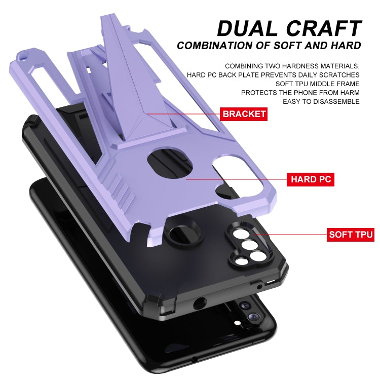 For Samsung Galaxy A11 EU Version Super V Armor PC + TPU Shockproof Case with Invisible Holder