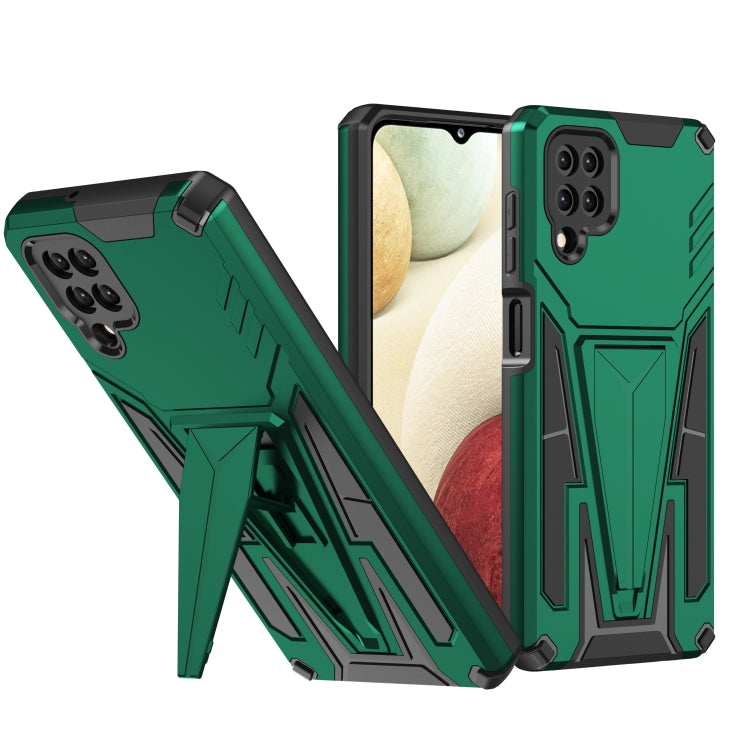 For Samsung Galaxy A12 EU Version Super V Armor PC + TPU Shockproof Case with Invisible Holder