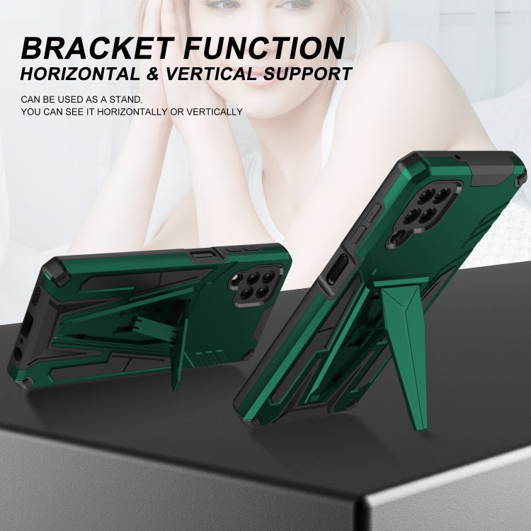 For Samsung Galaxy A12 EU Version Super V Armor PC + TPU Shockproof Case with Invisible Holder