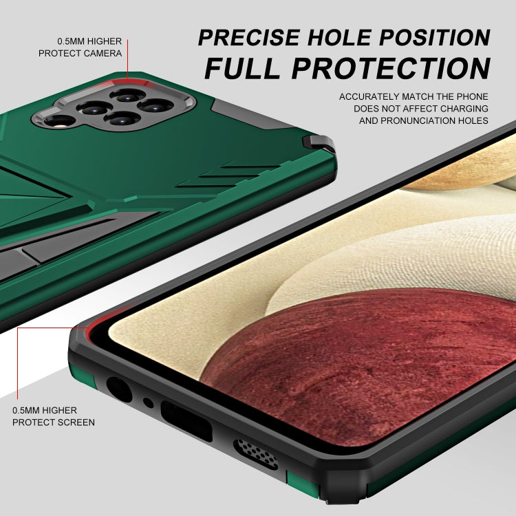 For Samsung Galaxy A12 EU Version Super V Armor PC + TPU Shockproof Case with Invisible Holder