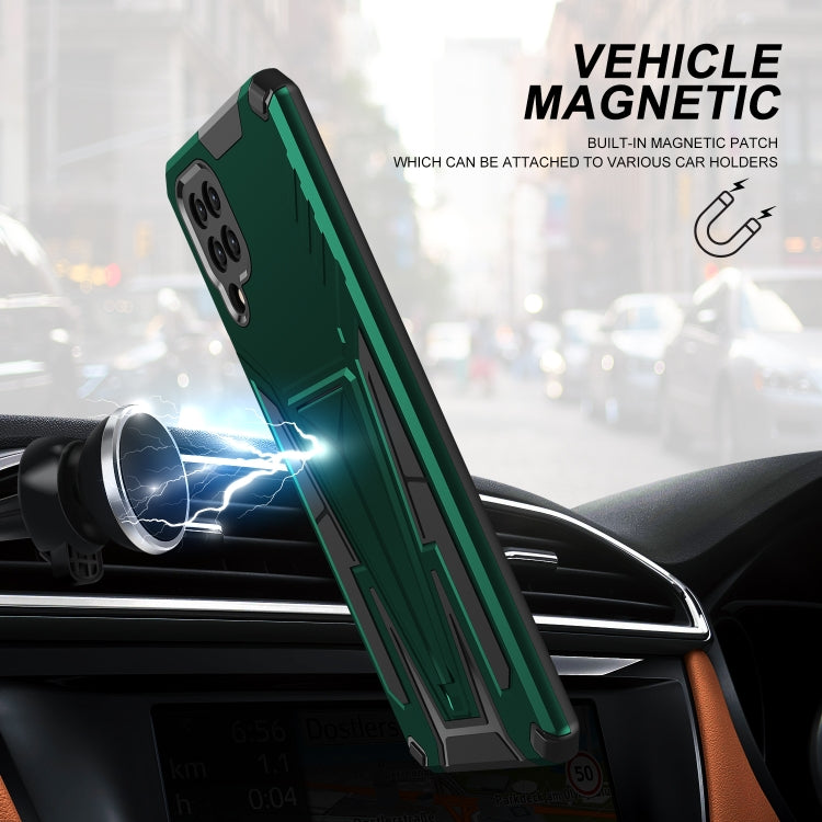 For Samsung Galaxy A12 EU Version Super V Armor PC + TPU Shockproof Case with Invisible Holder