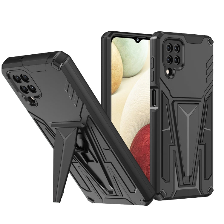 For Samsung Galaxy A12 EU Version Super V Armor PC + TPU Shockproof Case with Invisible Holder