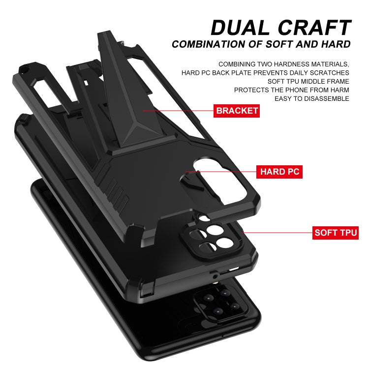 For Samsung Galaxy A12 EU Version Super V Armor PC + TPU Shockproof Case with Invisible Holder