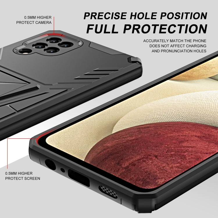 For Samsung Galaxy A12 EU Version Super V Armor PC + TPU Shockproof Case with Invisible Holder