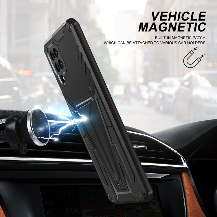 For Samsung Galaxy A12 EU Version Super V Armor PC + TPU Shockproof Case with Invisible Holder