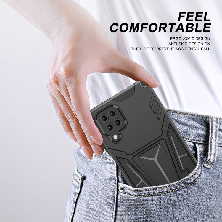 For Samsung Galaxy A12 EU Version Super V Armor PC + TPU Shockproof Case with Invisible Holder