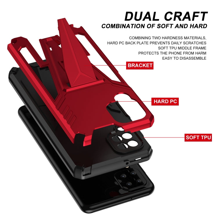 For Samsung Galaxy A12 EU Version Super V Armor PC + TPU Shockproof Case with Invisible Holder