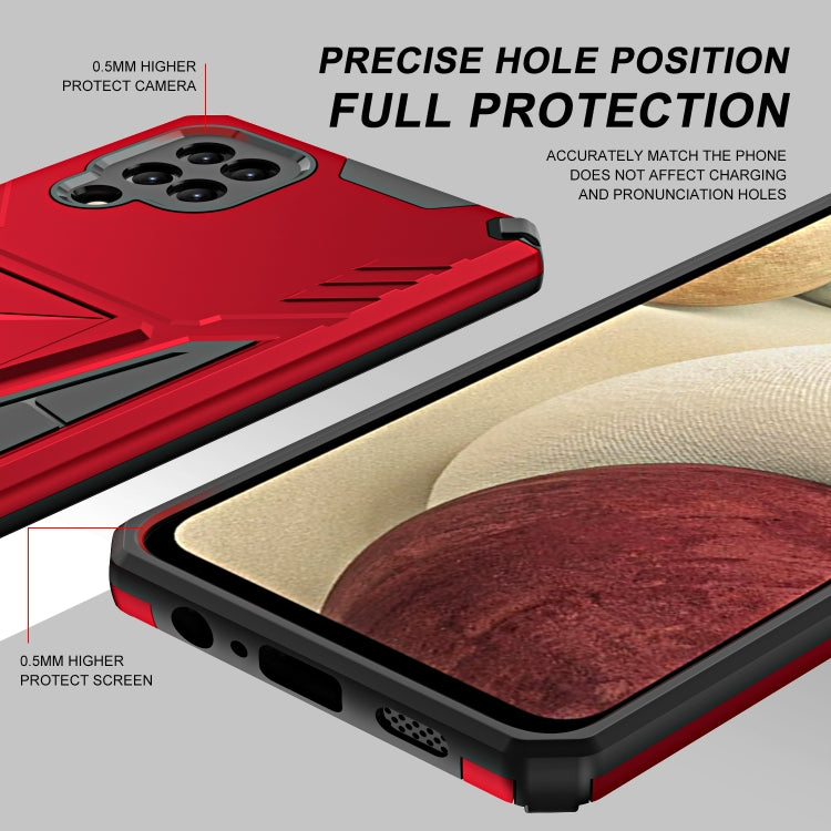 For Samsung Galaxy A12 EU Version Super V Armor PC + TPU Shockproof Case with Invisible Holder