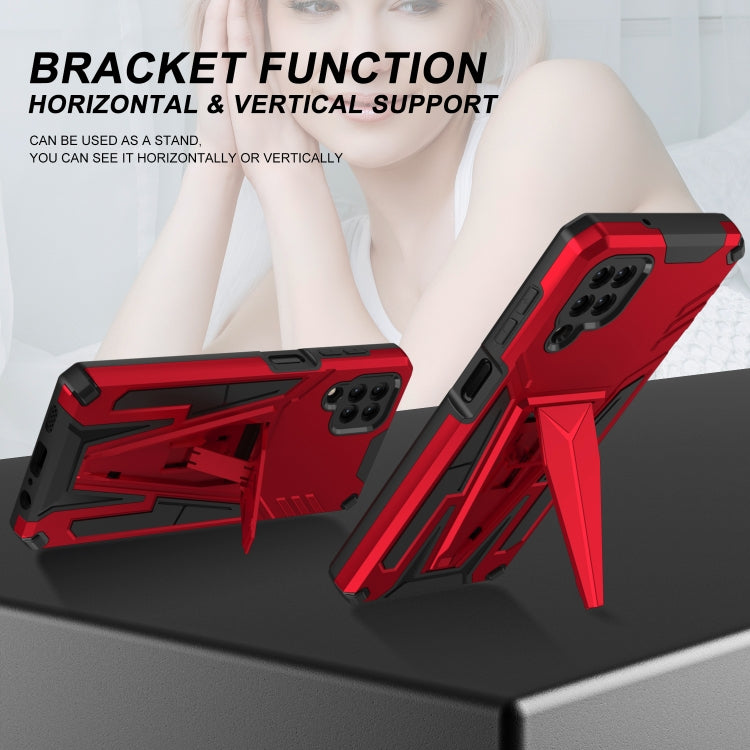 For Samsung Galaxy A12 EU Version Super V Armor PC + TPU Shockproof Case with Invisible Holder