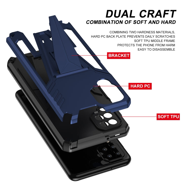 For Samsung Galaxy A12 EU Version Super V Armor PC + TPU Shockproof Case with Invisible Holder
