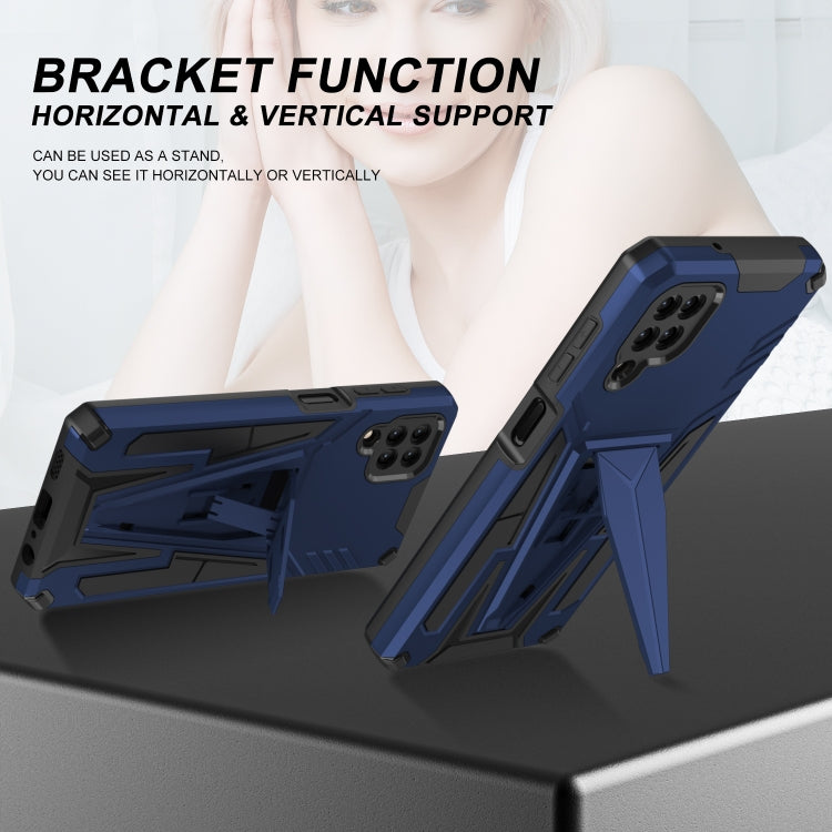 For Samsung Galaxy A12 EU Version Super V Armor PC + TPU Shockproof Case with Invisible Holder