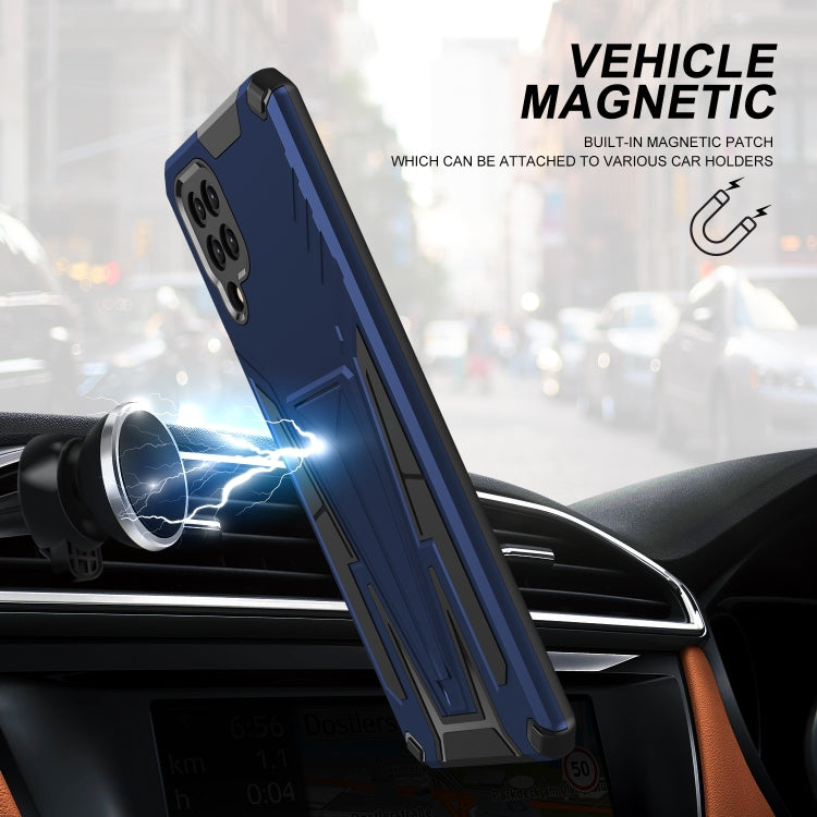 For Samsung Galaxy A12 EU Version Super V Armor PC + TPU Shockproof Case with Invisible Holder