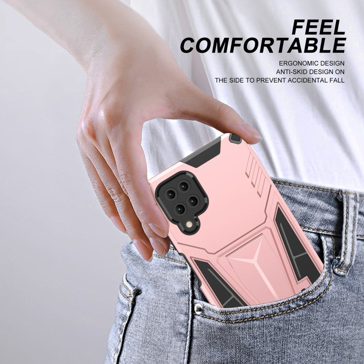 For Samsung Galaxy A12 EU Version Super V Armor PC + TPU Shockproof Case with Invisible Holder