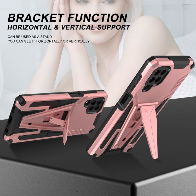 For Samsung Galaxy A12 EU Version Super V Armor PC + TPU Shockproof Case with Invisible Holder