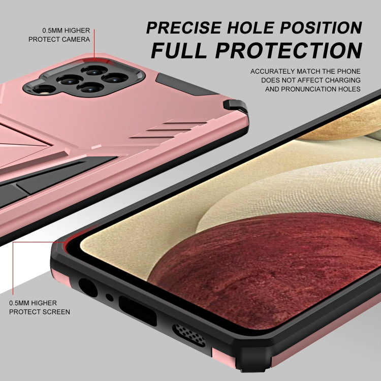 For Samsung Galaxy A12 EU Version Super V Armor PC + TPU Shockproof Case with Invisible Holder