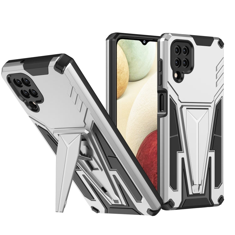 For Samsung Galaxy A12 EU Version Super V Armor PC + TPU Shockproof Case with Invisible Holder