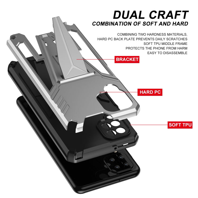 For Samsung Galaxy A12 EU Version Super V Armor PC + TPU Shockproof Case with Invisible Holder