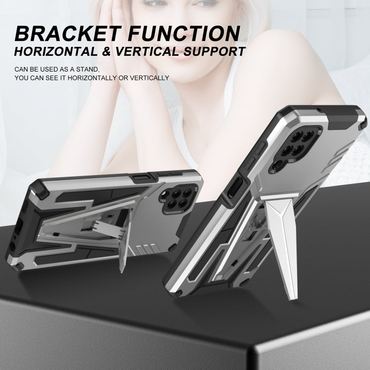 For Samsung Galaxy A12 EU Version Super V Armor PC + TPU Shockproof Case with Invisible Holder