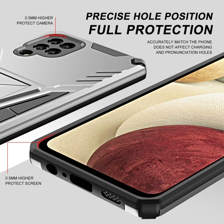 For Samsung Galaxy A12 EU Version Super V Armor PC + TPU Shockproof Case with Invisible Holder