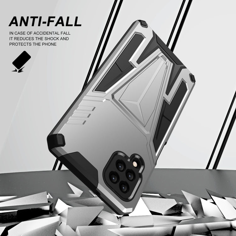 For Samsung Galaxy A12 EU Version Super V Armor PC + TPU Shockproof Case with Invisible Holder