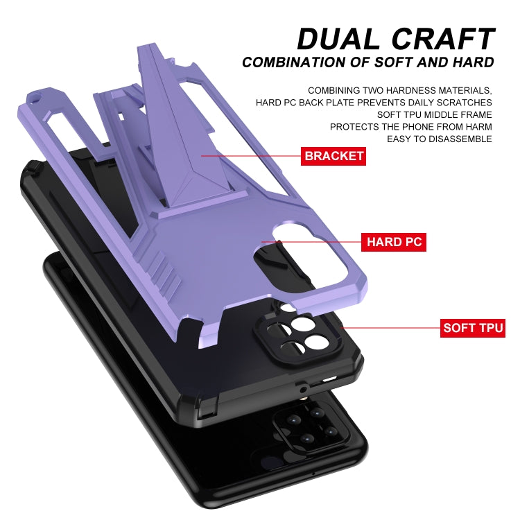 For Samsung Galaxy A12 EU Version Super V Armor PC + TPU Shockproof Case with Invisible Holder