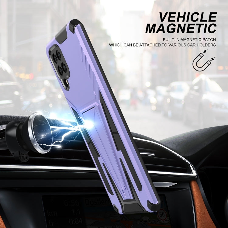 For Samsung Galaxy A12 EU Version Super V Armor PC + TPU Shockproof Case with Invisible Holder