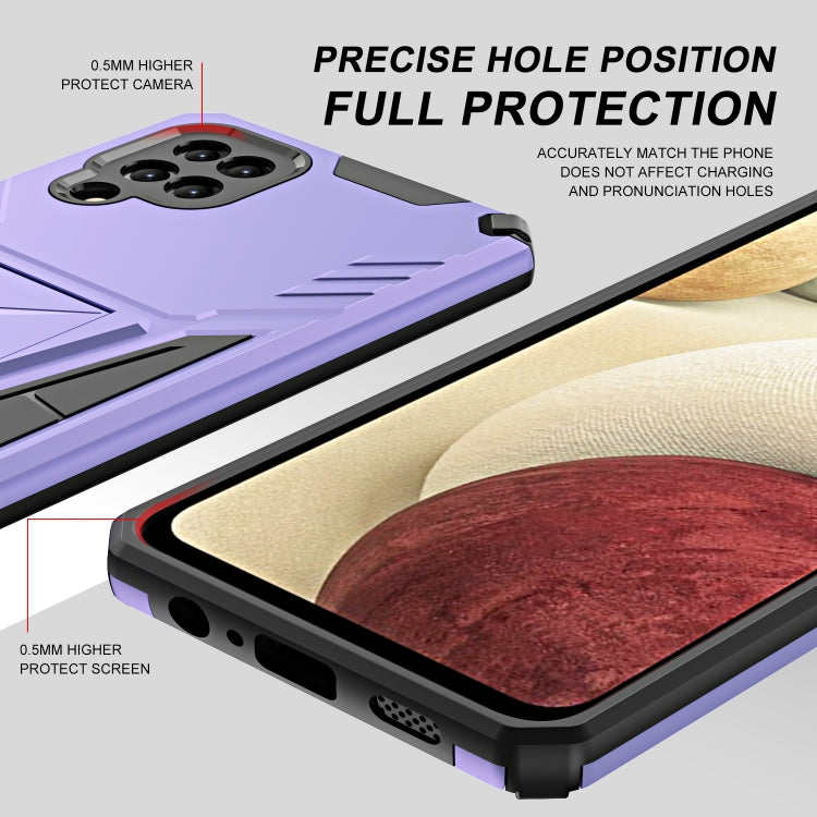 For Samsung Galaxy A12 EU Version Super V Armor PC + TPU Shockproof Case with Invisible Holder