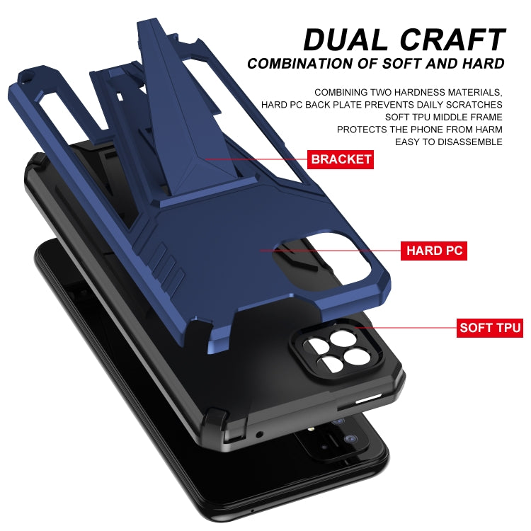 For Samsung Galaxy A22 4G Super V Armor PC + TPU Shockproof Case with Invisible Holder