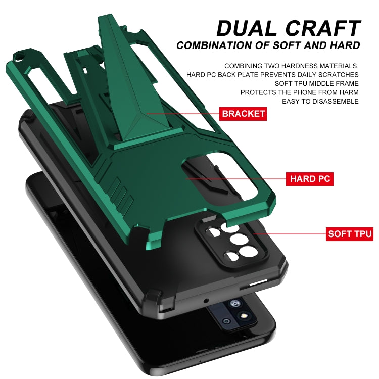 For Samsung Galaxy F52 5G Super V Armor PC + TPU Shockproof Case with Invisible Holder
