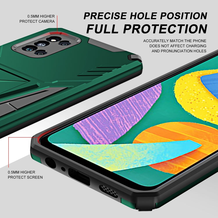 For Samsung Galaxy F52 5G Super V Armor PC + TPU Shockproof Case with Invisible Holder