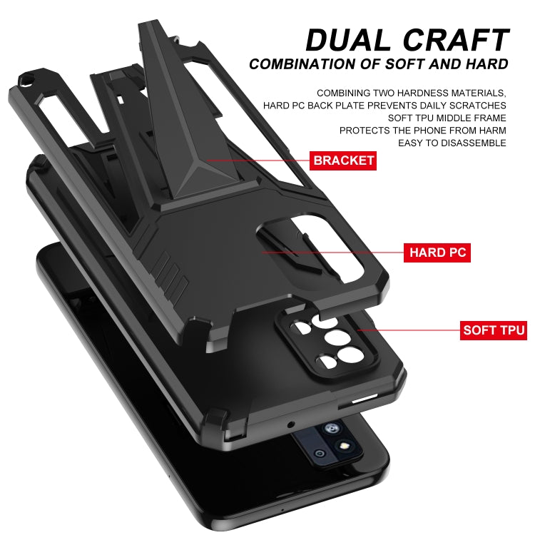 For Samsung Galaxy F52 5G Super V Armor PC + TPU Shockproof Case with Invisible Holder