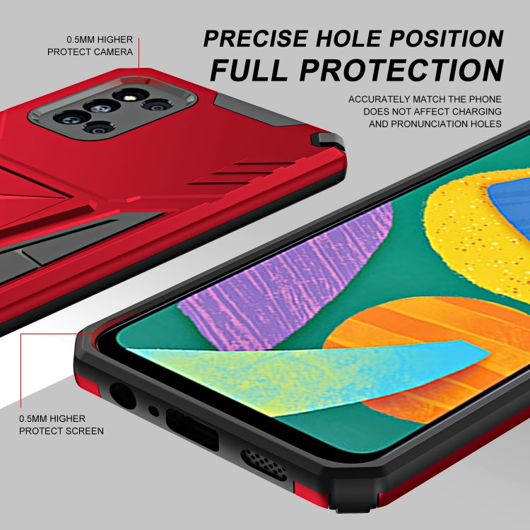 For Samsung Galaxy F52 5G Super V Armor PC + TPU Shockproof Case with Invisible Holder