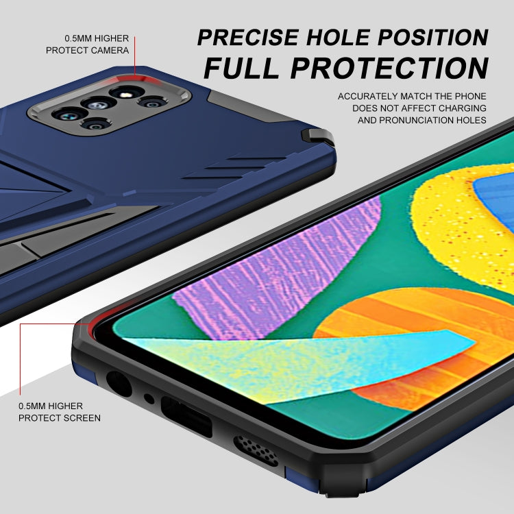 For Samsung Galaxy F52 5G Super V Armor PC + TPU Shockproof Case with Invisible Holder