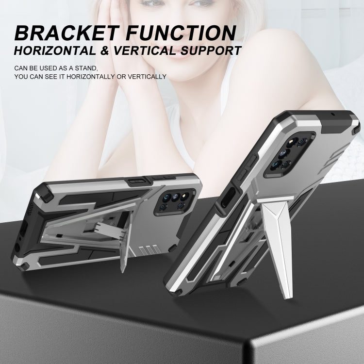 For Samsung Galaxy F52 5G Super V Armor PC + TPU Shockproof Case with Invisible Holder