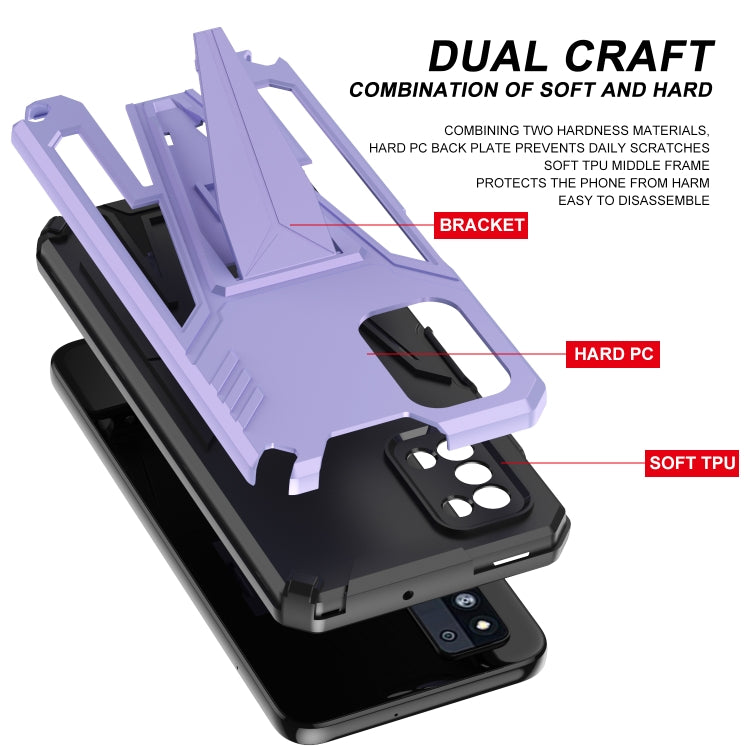 For Samsung Galaxy F52 5G Super V Armor PC + TPU Shockproof Case with Invisible Holder