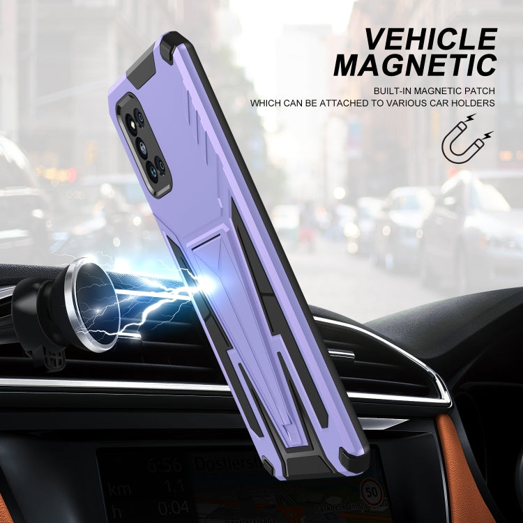 For Samsung Galaxy F52 5G Super V Armor PC + TPU Shockproof Case with Invisible Holder