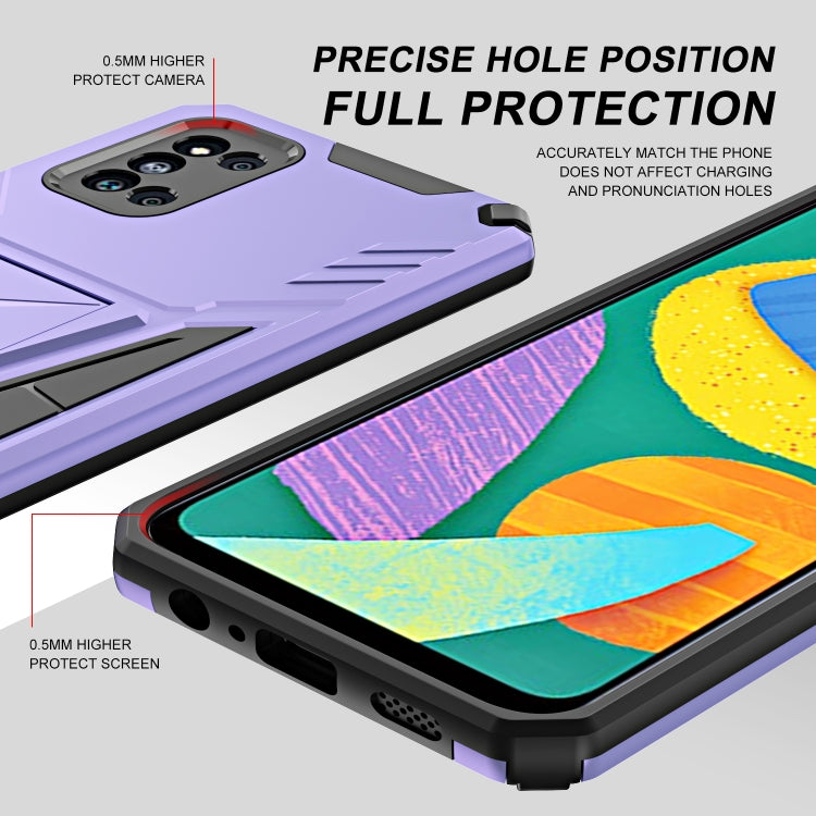 For Samsung Galaxy F52 5G Super V Armor PC + TPU Shockproof Case with Invisible Holder