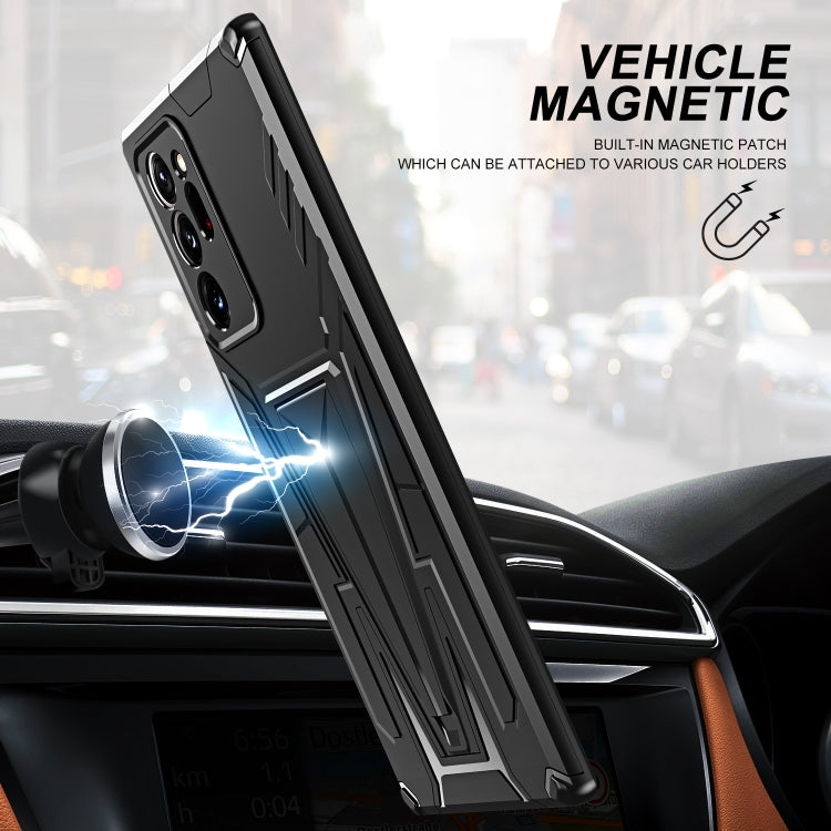 For Samsung Galaxy Note20 Ultra Super V Armor PC + TPU Shockproof Case with Invisible Holder