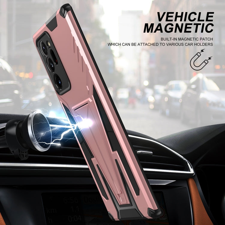 For Samsung Galaxy Note20 Ultra Super V Armor PC + TPU Shockproof Case with Invisible Holder