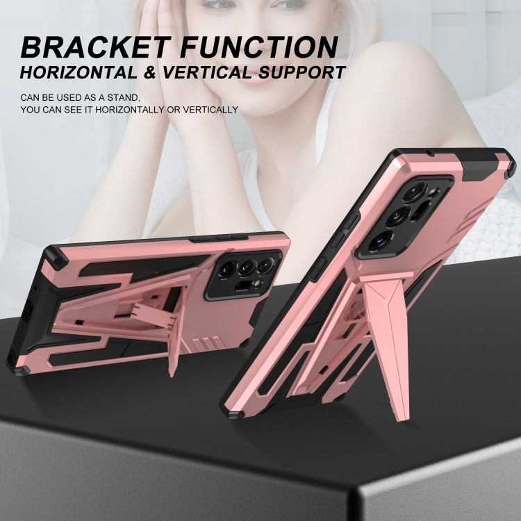 For Samsung Galaxy Note20 Ultra Super V Armor PC + TPU Shockproof Case with Invisible Holder