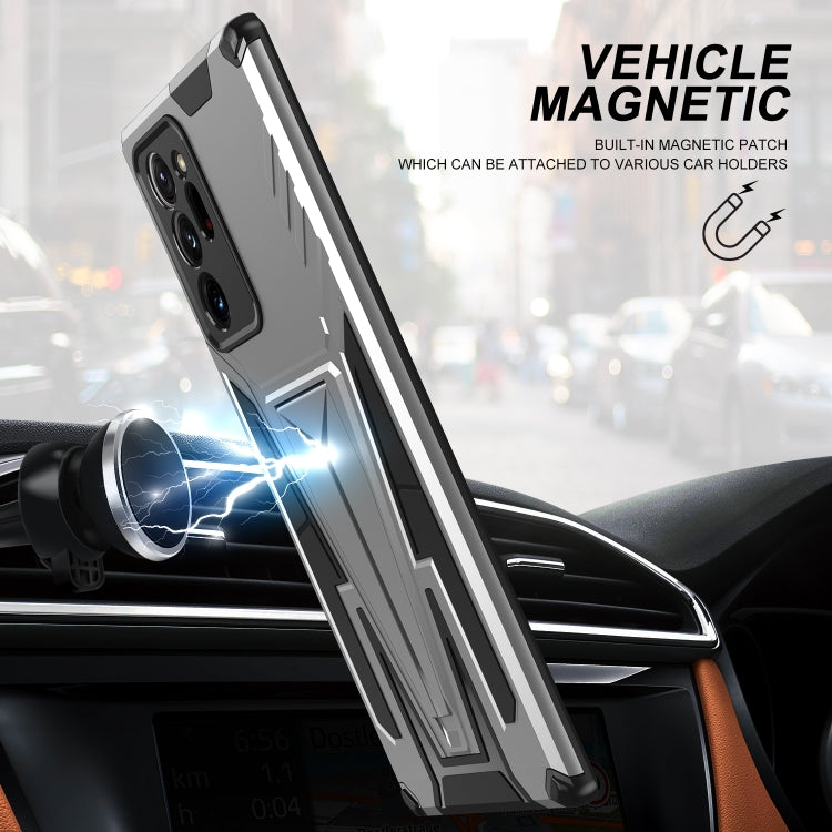 For Samsung Galaxy Note20 Ultra Super V Armor PC + TPU Shockproof Case with Invisible Holder