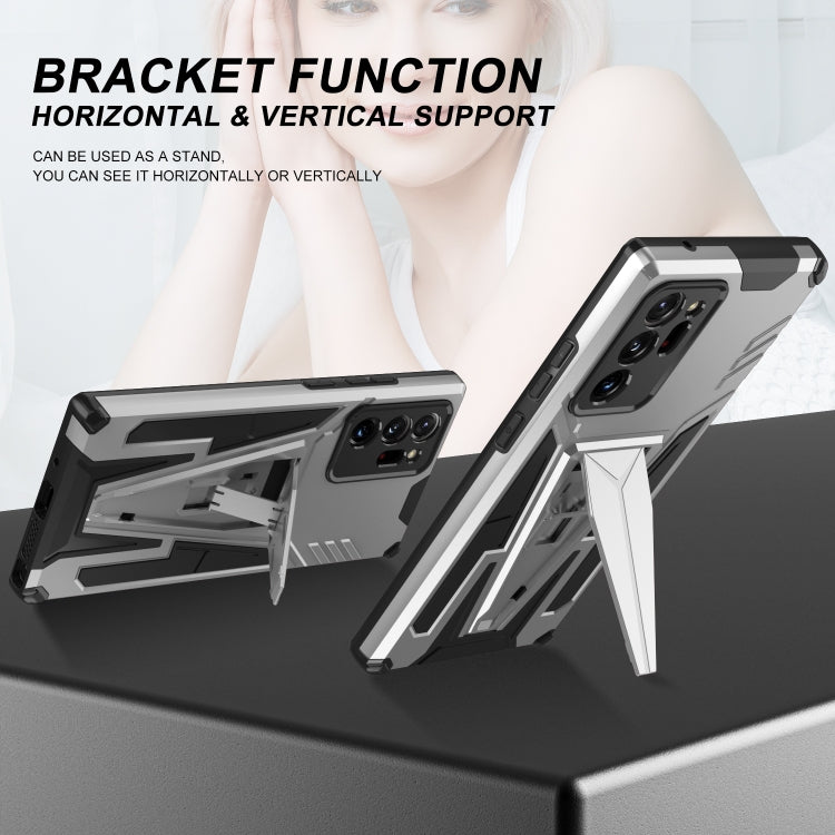 For Samsung Galaxy Note20 Ultra Super V Armor PC + TPU Shockproof Case with Invisible Holder