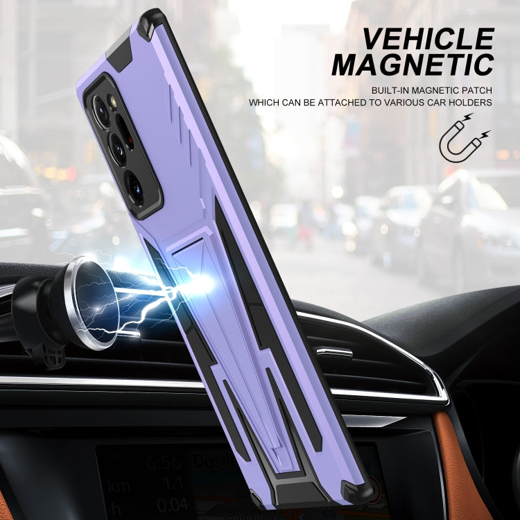 For Samsung Galaxy Note20 Ultra Super V Armor PC + TPU Shockproof Case with Invisible Holder